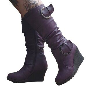 Mid-Calf Wedge Boots